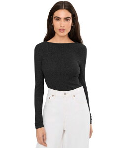 ���C�h�E�F�� ���f�B�[�X �g�b�v�X �V���c �I�[�v���o�b�N Madewell Bria Long Sleeve Open Back Snit Rib Sparkle Lurex Black �u���b�N