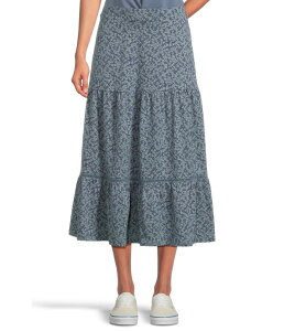 �h�[�h �A���h�R�[ ���f�B�[�X �{�g���X�J�[�g �e�B�A�[�h �~�f�B Toad&Co Marigold Tiered Midi Skirtrue Navy Tonal Print �l�C�r�[
