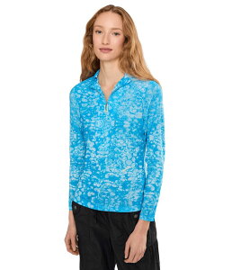�W���C�~�[�T�h�b�N ���f�B�[�X �g�b�v�X �V���c �v�����g Jamie Sadock Bubbles Print Long Sleeve Sunsense 1/4 Zip Top Bonamassa Blue �u���[