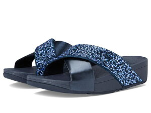 �t�B�b�g�t���b�v ���f�B�[�X �V���[�Y �T���_�� �g�[�� FitFlop Lulu Crystal-Mix Metallicrosslides Midnight Navy �l�C�r�[