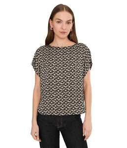 �j�b�N�v���X�]�[�C ���f�B�[�X �g�b�v�X �V���c NIC+ZOE Lacy Diamonds Day Gloss Woven Tee Black Multi �u���b�N
