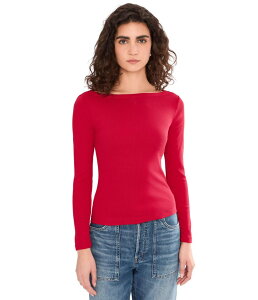 ���C�h�E�F�� ���f�B�[�X �g�b�v�X �V���c �R�b�g�� Madewell The '90s Boatneck Tee in Compact Cotton Cherry