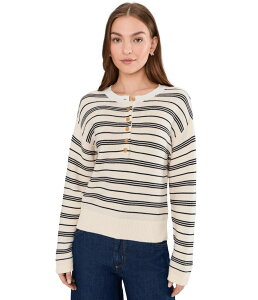 �T���N�`���A���[ ���f�B�[�X �A�E�^�[ �j�b�g�E�Z�[�^�[ Sanctuary Striped Henley Sweater Collagen With Black Stripe �u���b�N