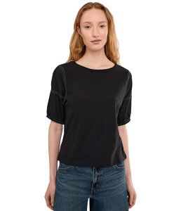 �j�b�N�v���X�]�[�C ���f�B�[�X �g�b�v�X �V���c �v�` �R�b�g�� ���l�� NIC+ZOE Petite Linen Sleeve Cotton Tee Black Onyx �u���b�N