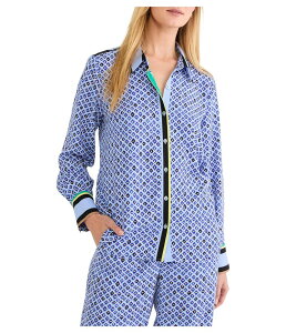 �j�b�N�v���X�]�[�C ���f�B�[�X �g�b�v�X �V���c �v�` NIC+ZOE Petite Mosaic Trimmed Shirt Blue Multi �u���[