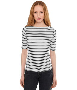 �T���N�`���A���[ ���f�B�[�X �g�b�v�X �V���c ���u Sanctuary Boatneck Ribbed Top Chalk/Black Stripe �`���[�N