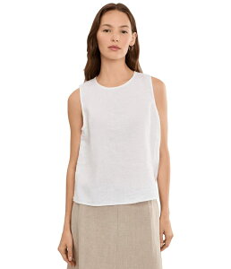 �G�C���[���t�B�b�V���[ ���f�B�[�X �g�b�v�X �V���c ���l�� Eileen Fisher Organic Linen Round Neck Shell White 1 �z���C�g