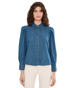 ���C�h�E�F�� ���f�B�[�X �g�b�v�X �V���c Madewell Puff Sleeve Fitted Shirt In Petersburg Wash Petersburg Wash