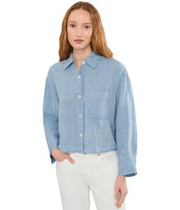 ���C�h�E�F�� ���f�B�[�X �g�b�v�X �V���c ���l�� Madewell Straight-Hem Shirt in 100% Linen Sunfaded Blue �u���[