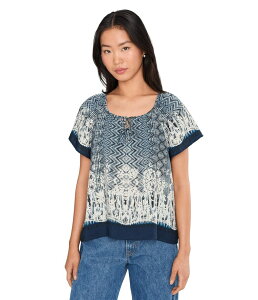 �����@�v�[�� ���T���[���X ���f�B�[�X �g�b�v�X �V���c �^�C�f�B�e�[�� Liverpoolos Angeleshort Sleeve Woven Top With Frontie Detail Nomad Ikat Print
