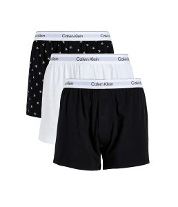 �J���o�� �N���C�� �A���_�[�E�F�A �����Y �{�N�T�[�p���c �R�b�g�� Calvin Klein Underwear Icon Cotton Stretch Boxerslim 3-Pack Black/Diamond Logo Black/Classic White �z���C�g