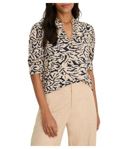 �j�b�N�v���X�]�[�C ���f�B�[�X �g�b�v�X �V���c �v�` �R���g���X�g NIC+ZOE Petite Contrast Swirl Top Neutral Multi �}���`�J���[