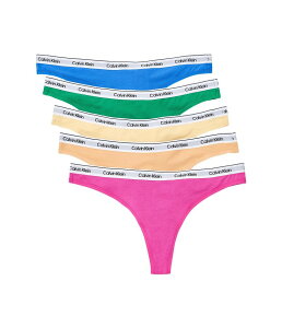 �J���o�� �N���C�� �A���_�[�E�F�A ���f�B�[�X �p���c ���S Calvin Klein Underwear Icon Logo Thong 5-Pack Mardi Gras Green/Relay Gold/Golden Haze/Palace Blu �O���[��