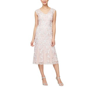 �A���b�N�X�C�u�j���O�X ���f�B�[�X �g�b�v�X �����s�[�X �h�J Alex Eveningshort Embroideredress with Godet Hem Shell Pink �s���N