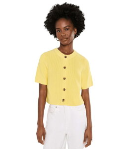 525 �A�����J ���f�B�[�X �A�E�^�[ �j�b�g�E�Z�[�^�[ �J�[�f�B�K�� 525 america Ginevra Short Sleeve Shaker Cardigan Lemon Meringue