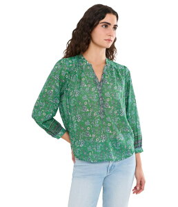 �}�C�P���X�^�[�Y ���f�B�[�X �g�b�v�X �V���c Michael Stars Katarina 3/4 Sleeve Popover Aruba Border Print