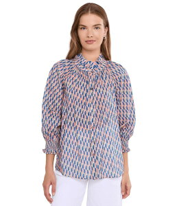 �j�b�N�v���X�]�[�C ���f�B�[�X �g�b�v�X �V���c �R�b�g�� NIC+ZOE Sideways Cotton Crinkle Shirt Pink Multi �s���N
