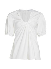 【送料無料】 ロゼッタ・ゲッティ レディース シャツ トップス Twist-Front Puff-Sleeve Top white