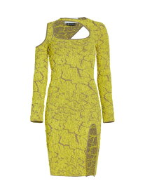 【送料無料】 AZファクトリー レディース ワンピース トップス Textured Jacquard Knit Cut-Out Dress yellow sand