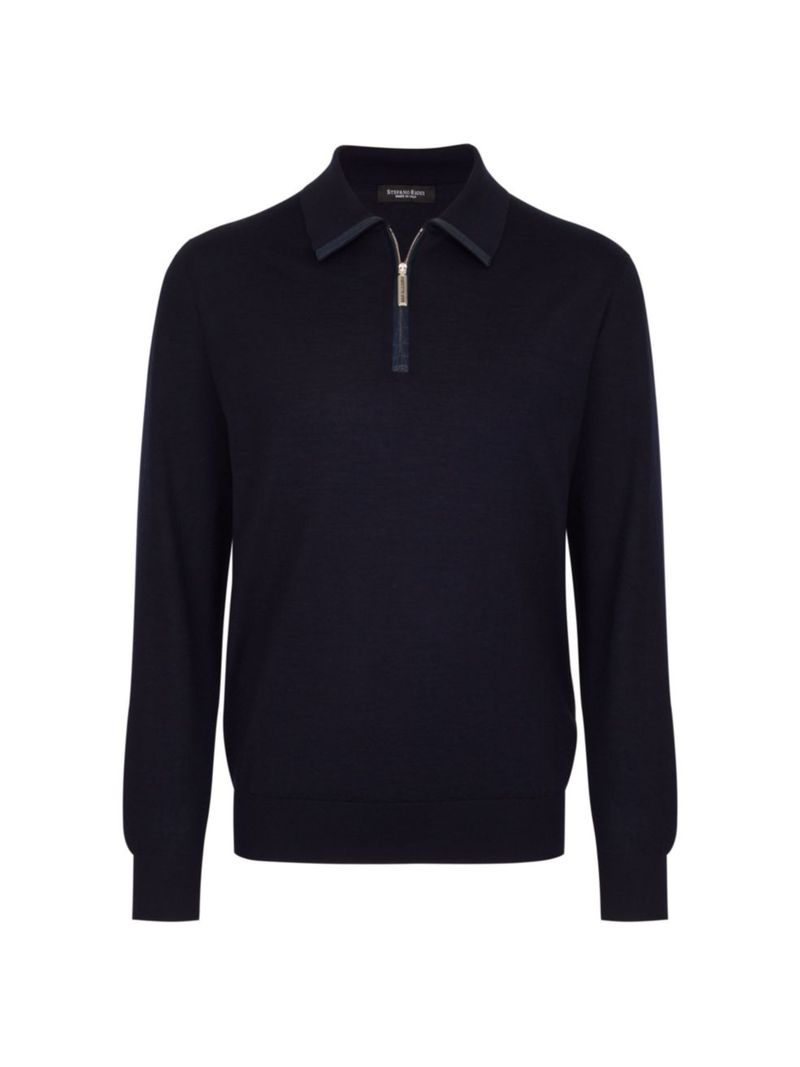 後払い手数料無料】ステファノリッチ メンズ ニット・セーター dark アウター Sweater Polo blue ニット・セーター 
