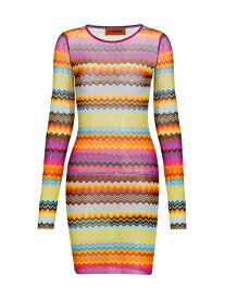 【送料無料】 ミッソーニ レディース ワンピース トップス Long-Sleeve Zigzag Minidress multicolored dark chevron