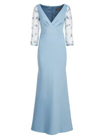 【送料無料】 セイア レディース ワンピース トップス Kiera Beaded Puff-Sleeve Gown storm blue
