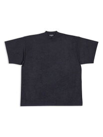 【送料無料】 バレンシアガ レディース Tシャツ トップス Balenciaga Tab T-shirt Oversized overdyed black