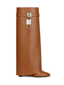 【送料無料】 ジバンシー レディース ブーツ・レインブーツ シューズ Shark Lock Boots in Leather brown
