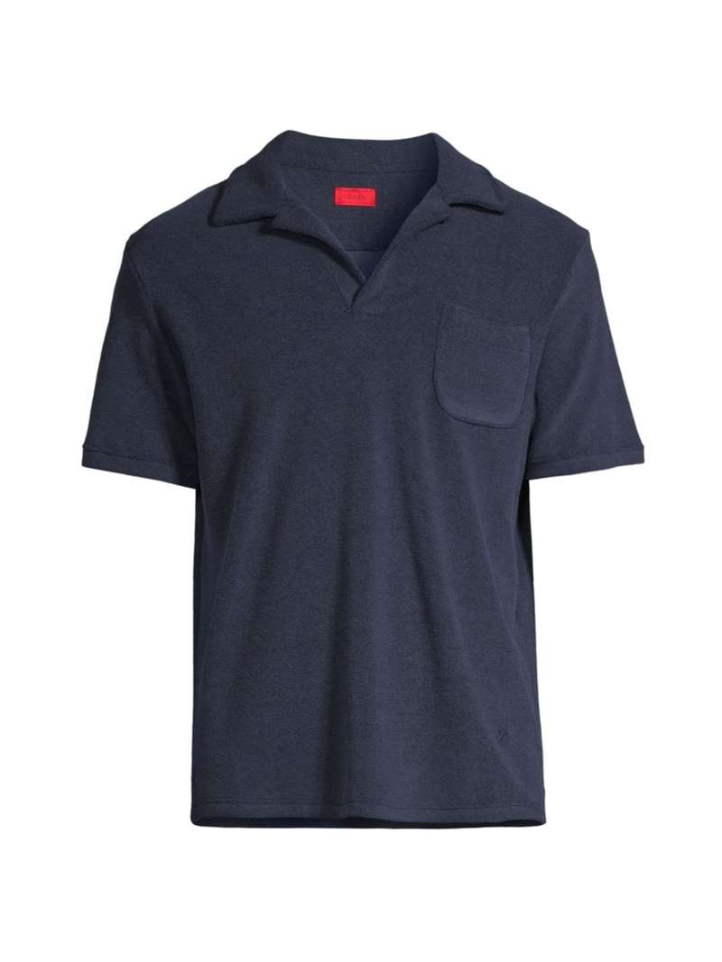 夏セール開催中 イザイア メンズ ポロシャツ トップス Cotton-Silk Polo Shirt navy