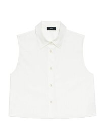 【送料無料】 セオリー レディース シャツ トップス Cotton-Blend Cropped Sleeveless Shirt white