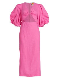 【送料無料】 ファーム レディース ワンピース トップス Cut-Out Puff-Sleeve Midi-Dress pink