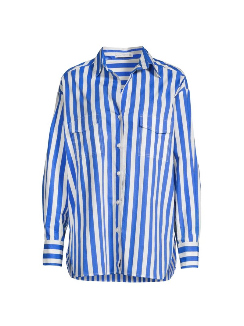  フェイスフルザブランド レディース シャツ トップス Tyde Stripe Cotton Button-Front Shirt bayou stripe cobalt