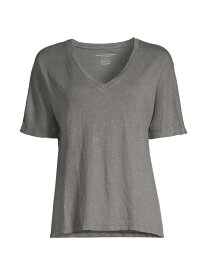 【送料無料】 マジェスティック レディース Tシャツ トップス Majestic Filatures Linen Shirt grey