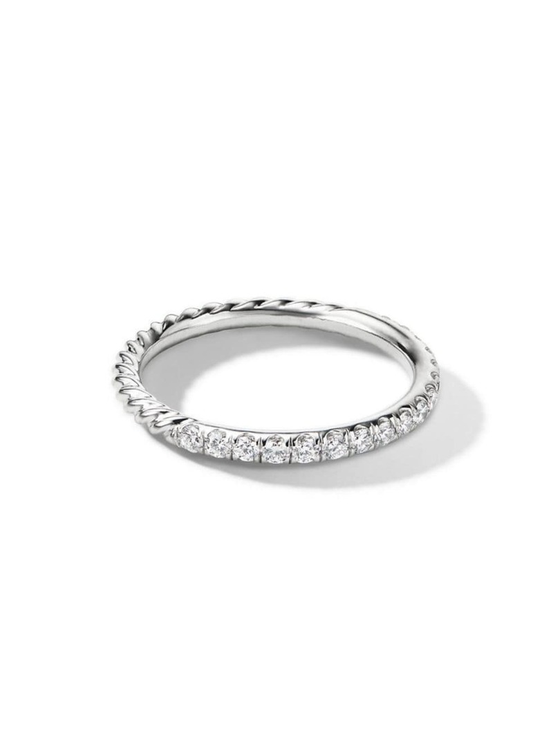 【76%OFF!】 デイビット・ユーマン レディース リング アクセサリー Cable CollectiblesR Stack Ring in 18K White Gold with Pave Diamonds white gold