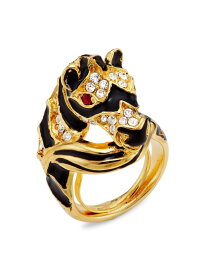 【送料無料】 ケネスジェイレーン レディース リング アクセサリー 22K Gold-Plated, Enamel & Glass Crystal Zebra Ring black enamel