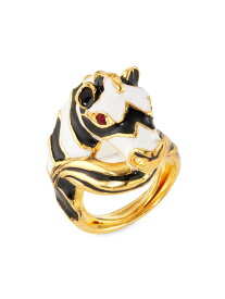 【送料無料】 ケネスジェイレーン レディース リング アクセサリー 22K-Gold-Plated, Enamel & Crystal Zebra Head Ring gold black white