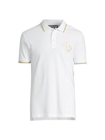 【送料無料】 ヴェルサーチ メンズ ポロシャツ トップス Logo Emblem Cotton Polo Shirt white gold