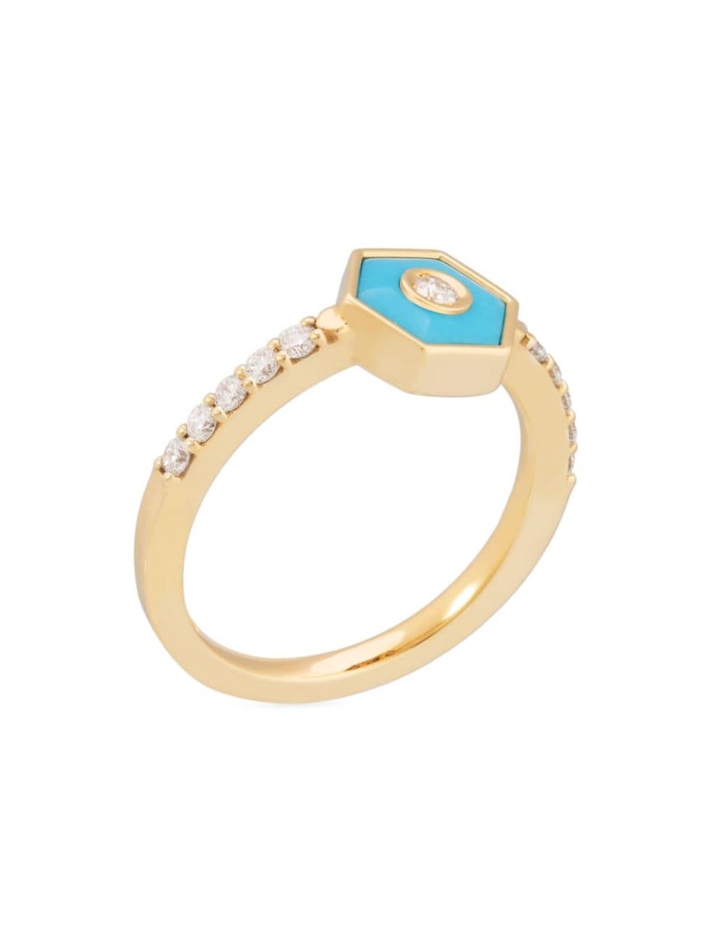  ミセノ レディース リング アクセサリー Baia 18K Yellow Gold, Turquoise  0.39 TCW Diamond Ring yellow gold
