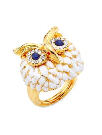 【送料無料】 ケネスジェイレーン レディース リング アクセサリー 22K-Gold-Plated, Enamel & Rhinestone Owl Head Ring white