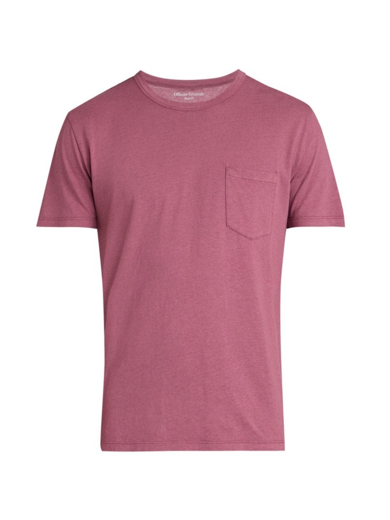  オフィシンジェネレール メンズ Tシャツ トップス Cotton  Linen T-Shirt plum wine