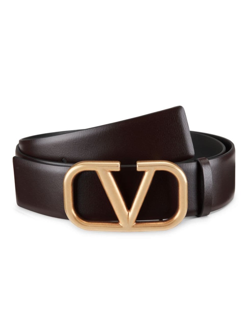  ヴァレンティノ メンズ ベルト アクセサリー Logo Leather Belt chocolate nero