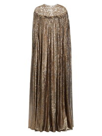 【送料無料】 オスカー デ ラ レンタ レディース ワンピース トップス Crystal Leaves Lame Mousseilne Caftan Gown dark gold