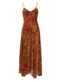 【送料無料】 ウラ・ジョンソン レディース ワンピース トップス Elodie Velvet Devore Midi-Dress sienna