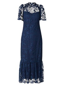 【送料無料】 ショシャーナ レディース ワンピース トップス Martine Floral Lace Midi-Dress navy