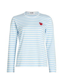 【送料無料】 コム・デ・ギャルソン レディース Tシャツ トップス Striped Long-Sleeve Shirt blue
