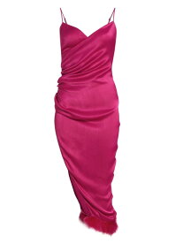 【送料無料】 セイラー レディース ワンピース トップス Ayn Feather-Embellished Wrap Midi-Dress fuchsia