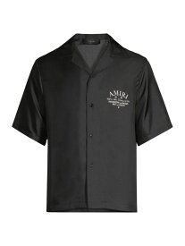 【送料無料】 アミリ メンズ シャツ トップス Arts District Logo Silk Shirt black