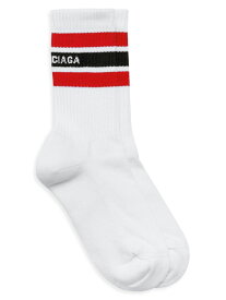 【送料無料】 バレンシアガ メンズ 靴下 アンダーウェア Striped Socks white red