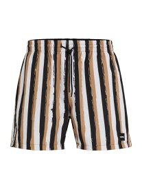 【送料無料】 ボス メンズ ハーフパンツ・ショーツ 水着 Striped Swim Shorts In Quick-Drying Fabric beige