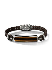 【送料無料】 デイビット・ユーマン メンズ ブレスレット・バングル・アンクレット アクセサリー Exotic Stone Bar Station Black Leather Bracelet tigers eye